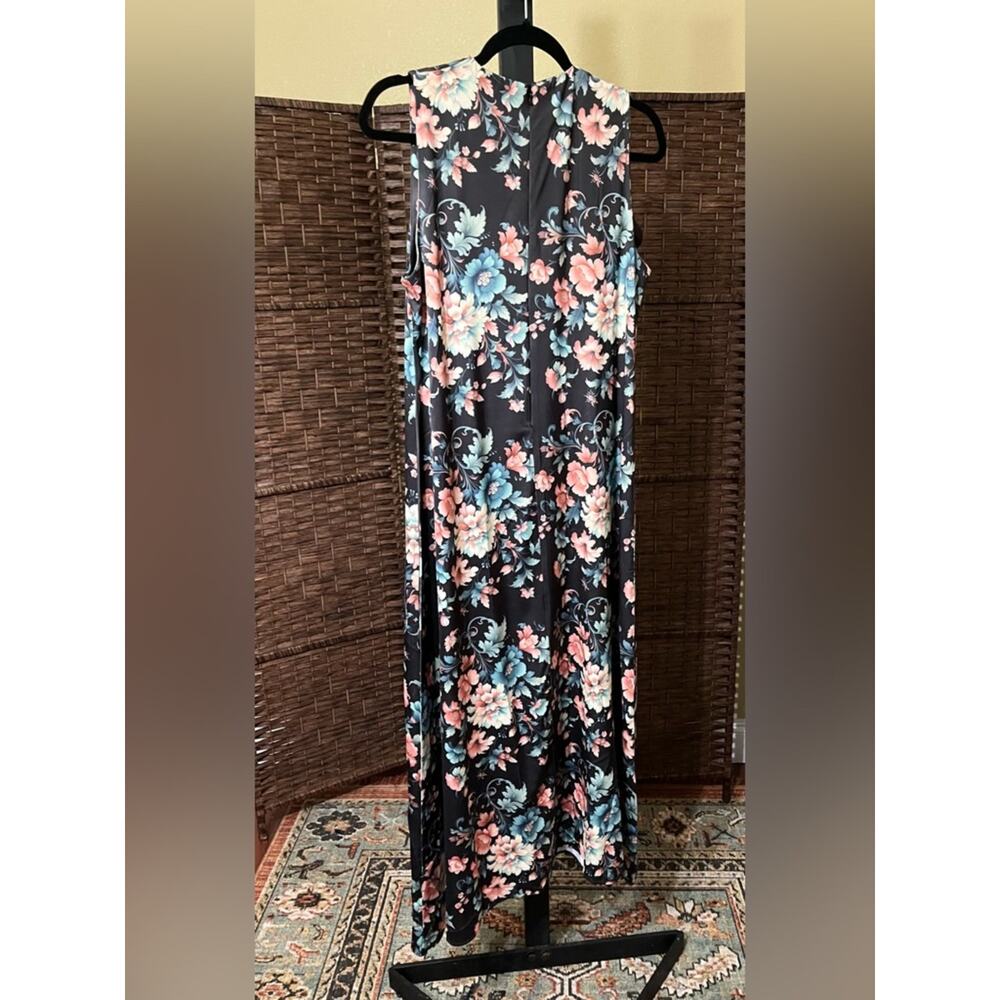 New Aleeza Paris Bloom Olivina Slip Dress Black Base Floral – Size M - Picture 4 of 6